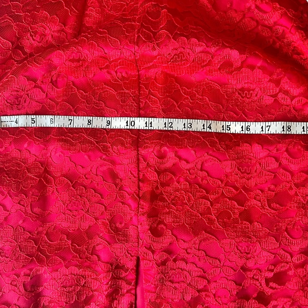 Jessica McClintock Gunne Sax women’s Size 13/ 14 Red Lace Dress Lace Up Back - Picture 14 of 16